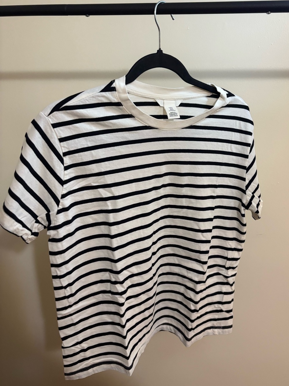 Striped Short Sleeve Women’s Tee - White & Black